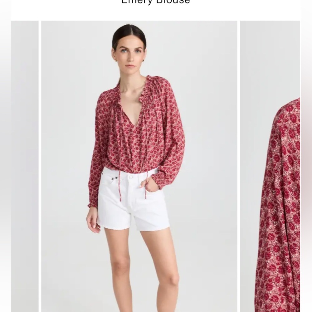 NWT Faherty Emery Blouse in size small, red, Granita Theodora Floral